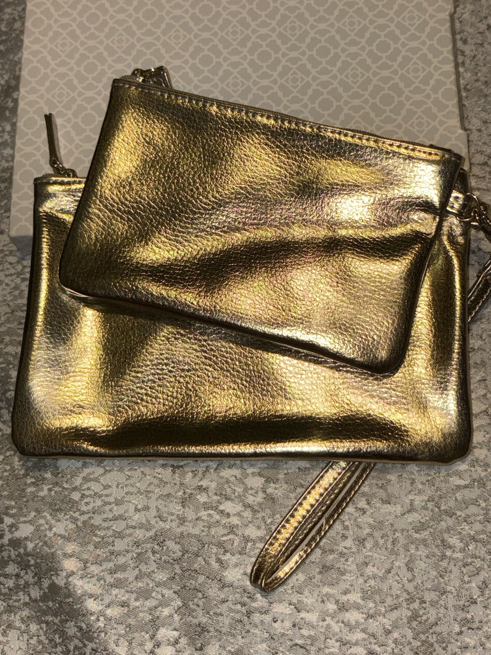 Gold Metallic Wristlet Set - Unbranded Women's Clutch and Pouch